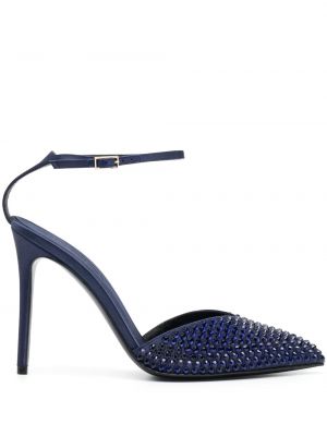 Полуотворени обувки с кристали Giorgio Armani синьо