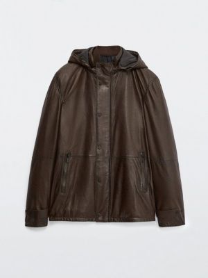 Кожаная куртка Massimo Dutti, коричневая