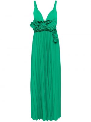Плисирана вечерна рокля на цветя P.a.r.o.s.h. зелено