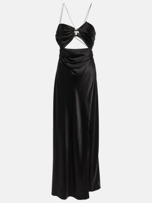 Jedwabna satynowa sukienka długa asymetryczna The Sei czarna
