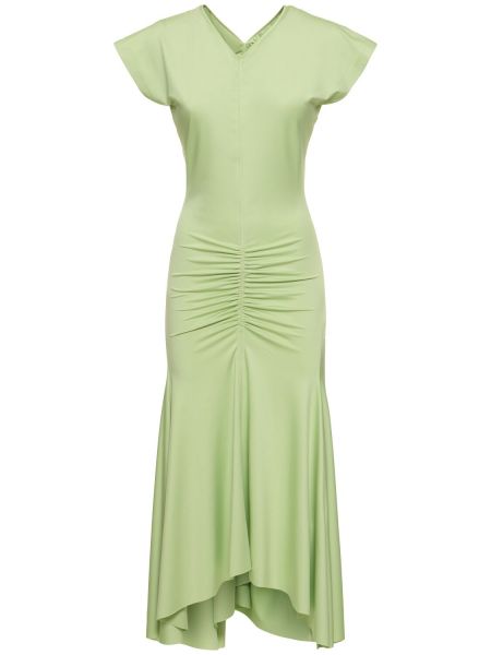 Μίντι φόρεμα από ζέρσεϋ Victoria Beckham πράσινο