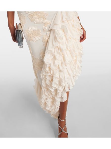 Rochie lunga cu model floral Rotate alb