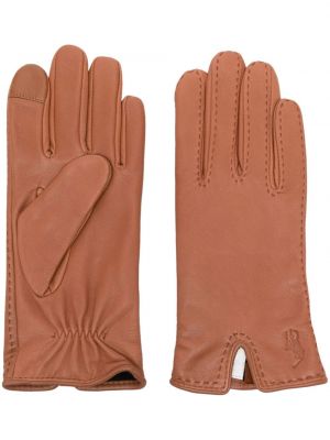 Rękawiczki skórzane Polo Ralph Lauren brązowe