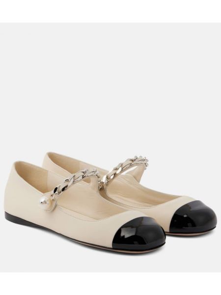 Läder mary jane pumps Miu Miu vit