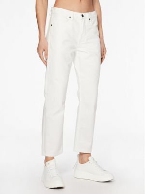 Ravne hlače Calvin Klein bela