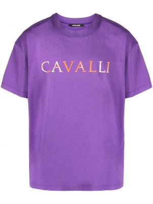 Trykt bomull t-skjorte Roberto Cavalli lilla