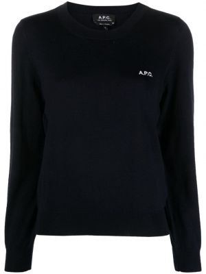Pletený sveter s výšivkou A.p.c. modrá