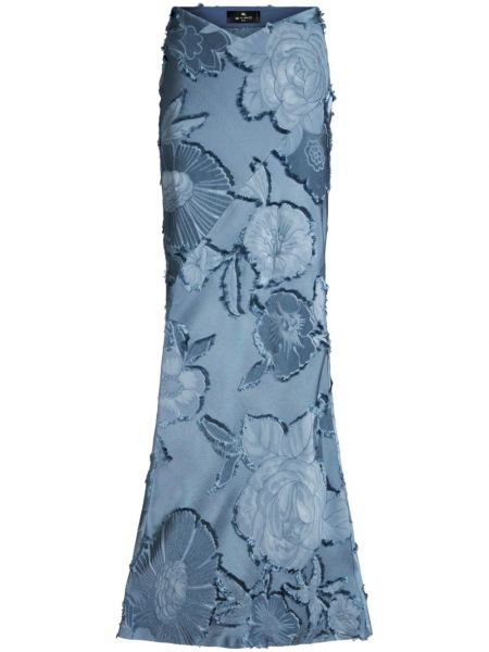 Jacquard maksi suknja s cvjetnim printom Etro plava