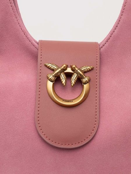 Замшевая сумка шоппер Pinko розовая