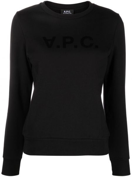 Trykt bomull sweatshirt A.p.c. svart