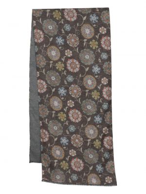 Sciarpa di seta a fiori con stampa Kiton marrone
