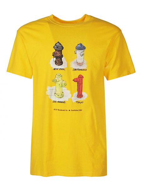 T-shirt di cotone con stampa Huf arancione