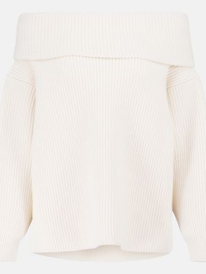 Кашмирен вълнен пуловер Alaã¯a бяло