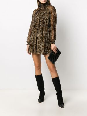 Mini vestido con estampado leopardo Saint Laurent