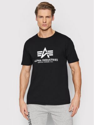 Atspindintis raštuotas marškinėliai Alpha Industries juoda