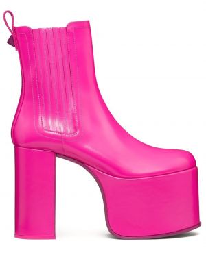 Ankle boots na platformie Valentino Garavani różowe