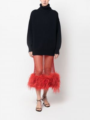 Průsvitné dlouhá sukně z peří Atu Body Couture červené