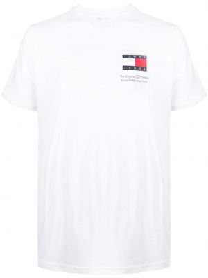 Kokvilnas t-krekls ar apdruku Tommy Jeans balts