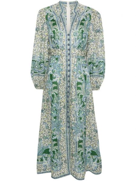Dolga obleka s cvetličnim vzorcem s potiskom Zimmermann zelena