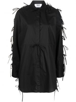 Klasszikus pamut szatén mini ruha Msgm - fekete