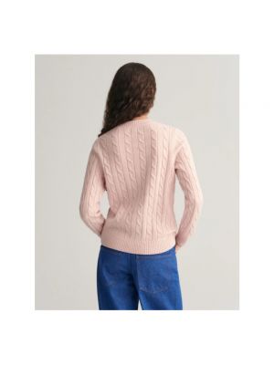 Jersey de lana de tela jersey con trenzado Gant rosa
