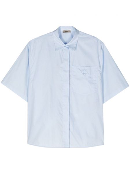 Памучна риза бродирана Herno синьо