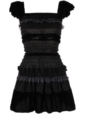 Памучна рокля с дантела Caroline Hu черно