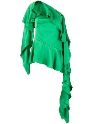 Svilena bluza z volani Alexander Mcqueen zelena