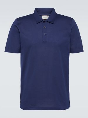 Памучна поло тениска от джърси Canali синьо