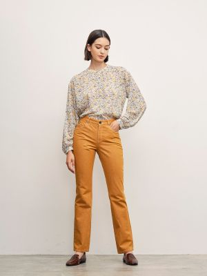 Оранжевые прямые джинсы с вышивкой Lasserre