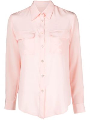 Hedvábná košile s kapsami Cenere Gb růžová