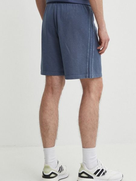 Pantaloni scurți de sport cu dungi din bumbac Adidas albastru