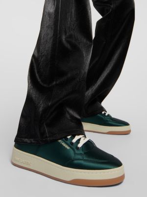 Sneakers di raso Saint Laurent verde