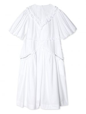 Bavlněné šaty na zip s volány Simone Rocha bílé