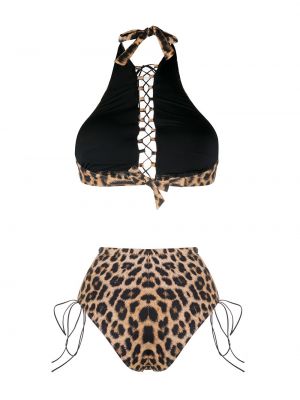 Bikini con estampado leopardo Noire Swimwear marrón
