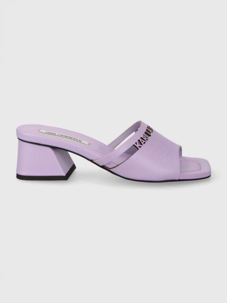 Sandale din piele cu toc Karl Lagerfeld violet