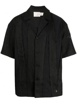 Kokvilnas lina krekls Feng Chen Wang melns