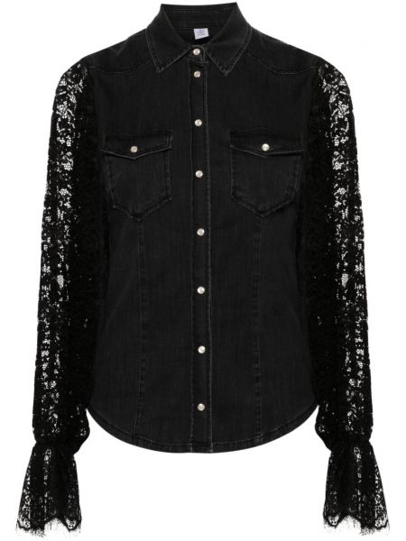 Čipkovaná rifľová košeľa Liu Jo čierna