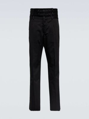 Βαμβακερό παντελόνι με ψηλή μέση Dolce & Gabbana μαύρο