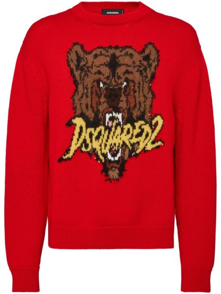Pull long col rond Dsquared2 rouge