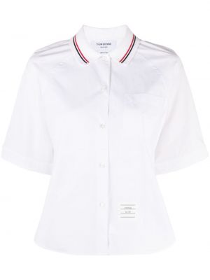 Plisirana pamučna košulja Thom Browne bijela