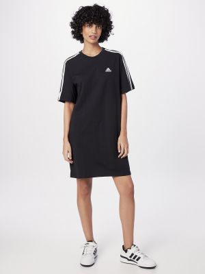 Prugasta haljina od jersey bootcut Adidas crna
