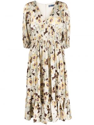 Коктейлна рокля на цветя с принт с v-образно деколте Polo Ralph Lauren