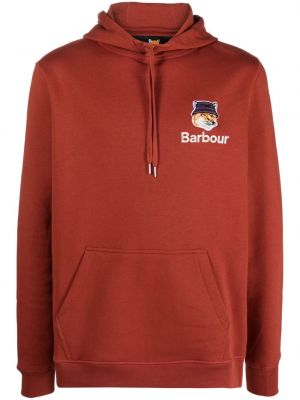 Medvilninis siuvinėtas džemperis su gobtuvu Barbour raudona