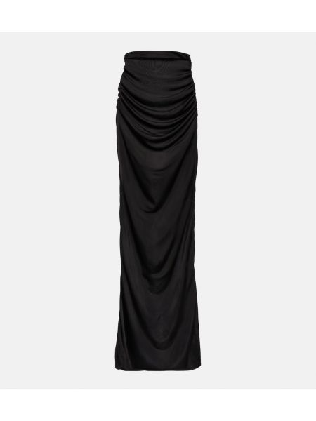 Атласная длинная юбка с высокой талией Saint Laurent черная