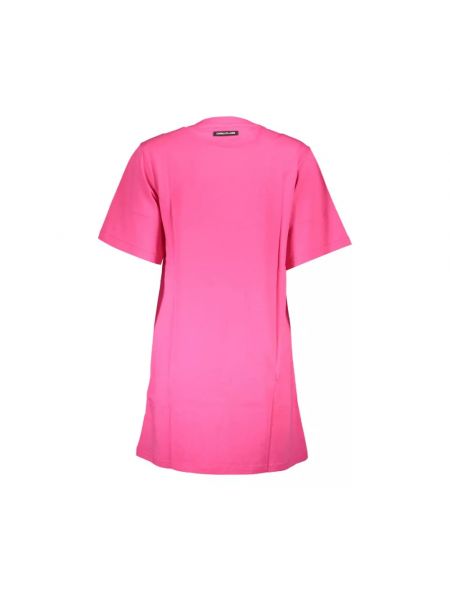 Mini vestido de algodón con estampado manga corta Cavalli Class rosa
