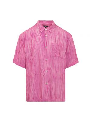 Koszula z nadrukiem Stussy różowa