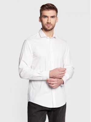 Slim fit priliehavá rifľová košeľa Pepe Jeans biela