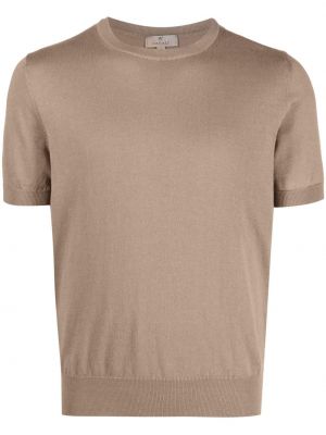 T-shirt i stickad Canali brun