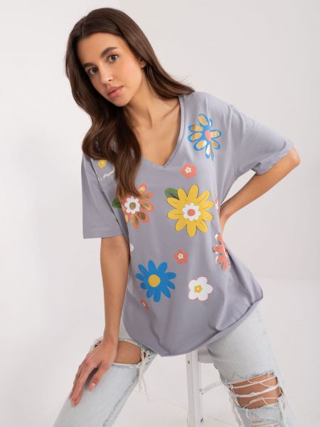 Oversized bluza s cvetličnim vzorcem s potiskom Fashionhunters